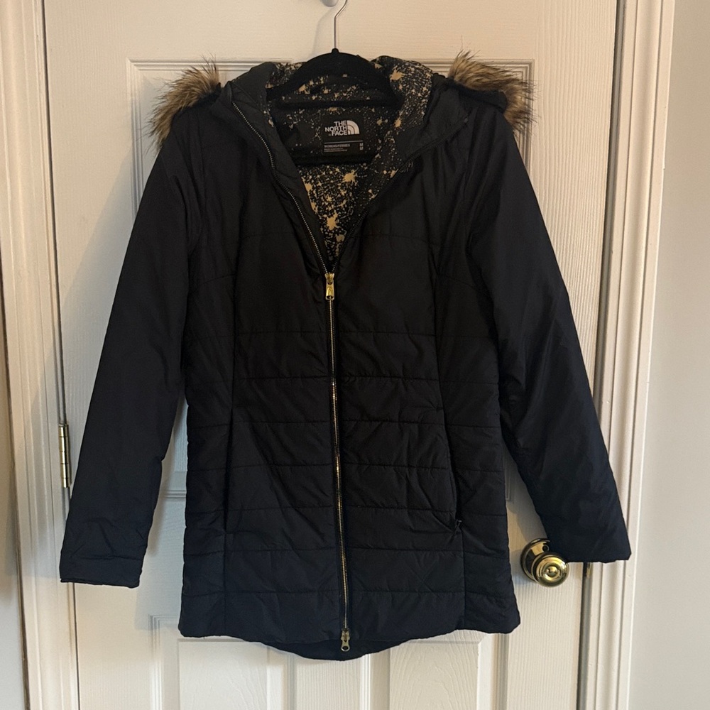 The North Face Women's Black Puffer Jacket with Faux Fur Hood
